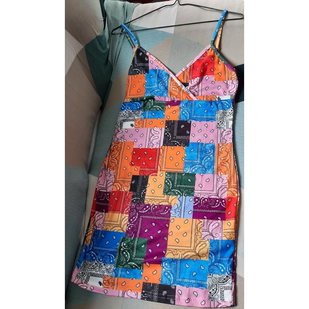 Scarf Print Multicolor Bodycon Dress